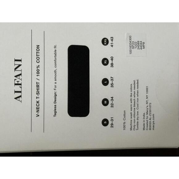 New 4 Alfani Black V Neck T-Shirts Size M - Picture 3 of 3